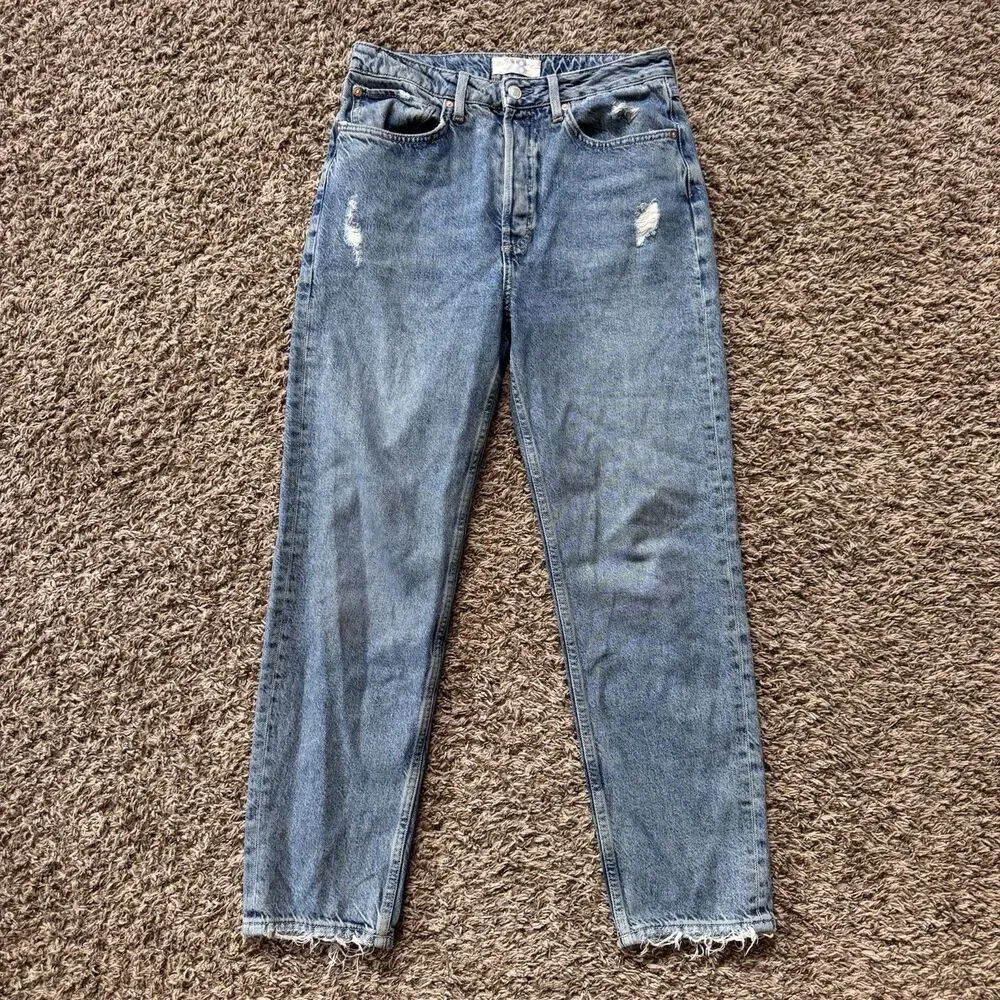 Free People We The Free Fast Times High Rise Mom Jeans 28 Distressed Button Fly